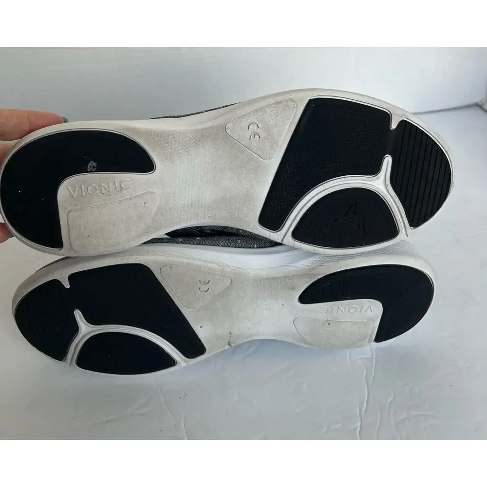 Vionic Women's Jessica Mary Jane Flats Gray & White‎ Comfort Orthotic Shoes 9.5